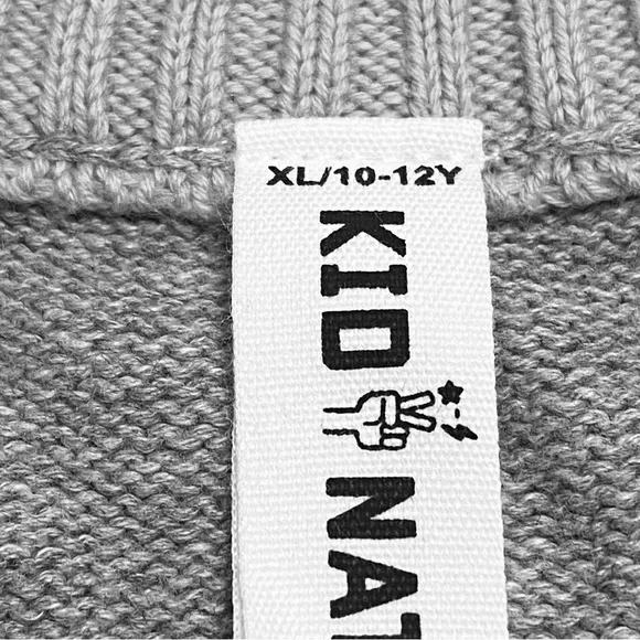 KID NATION boys’ cardigan full zip 100% cotton cable knit sweater gray XL - Picture 4 of 6